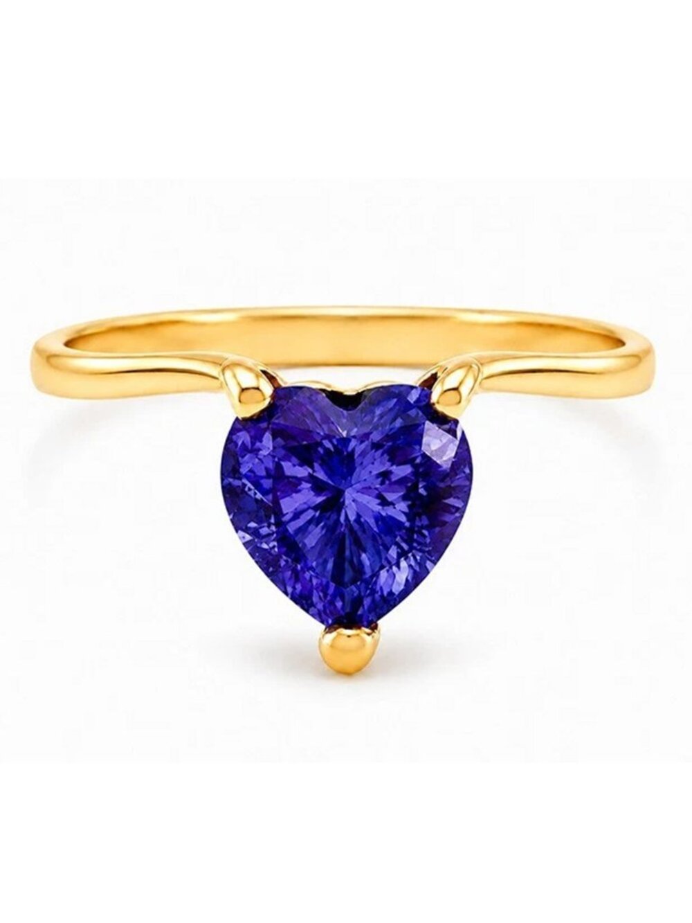 AAA Tanzanite 1.72 Cts Heart Ring 10k Yellow Gold